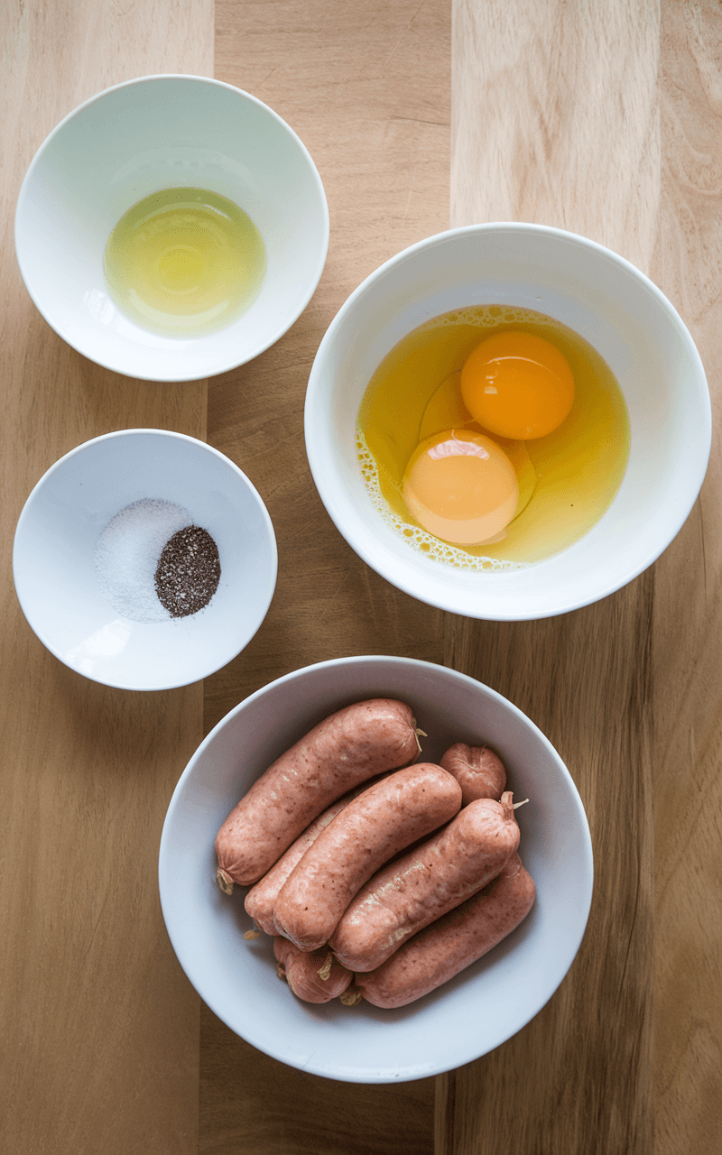 The ingredients needed for Air Fryer Scrambled Eggs.