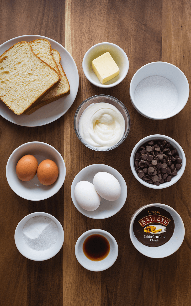 The ingredients needed for Baileys French Toast Recipe.