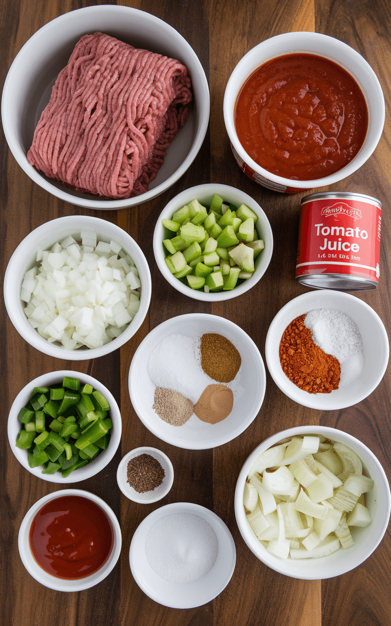 The ingredients needed for Flatlander Chili Recipe.
